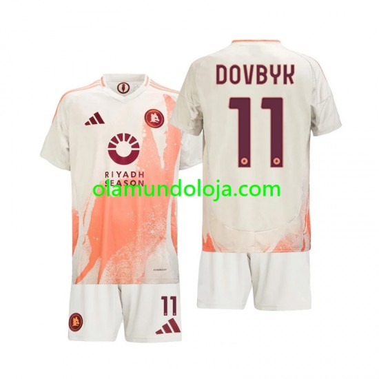 Camisola AS Roma Artem Dovbyk 11 Criança Equipamento Segundo 2024-2025 Manga Curta